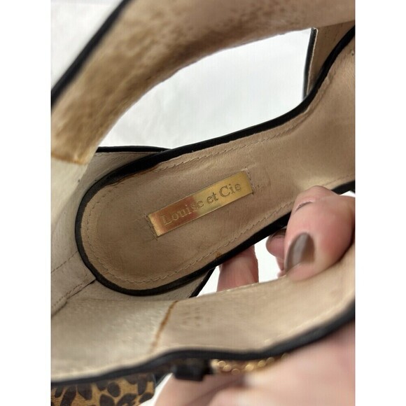 Louise et Cie Peeptoe Booties Heels Leopard Animal Print Brown Black 8.5 B Calf - Picture 6 of 16